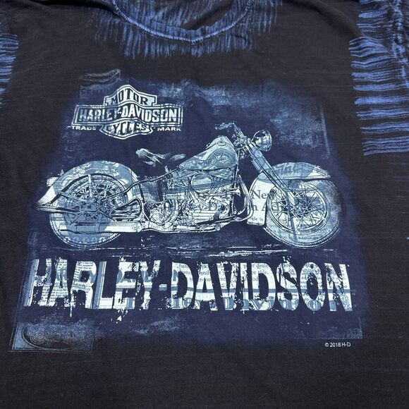 Harley Davidson Shirt Men Large Black‎ Blue Motorcycle Pullover Tee Comfort - Picture 3 of 10
